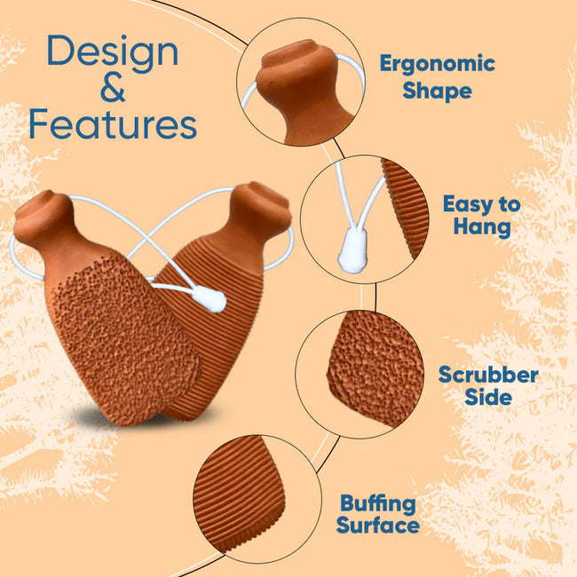 Indus Origins Handcrafted Terracotta Foot Scrubber/Pumice Stone Foot Exfoliator Scrubber Callus Remover Main Image