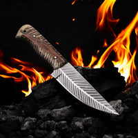 MAM Handmade stainless steel knife-9 inch with resin handle and leather sheath for hunting, camping, EDC and other outdoor adventures.