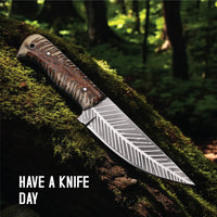 MAM Handmade stainless steel knife-9 inch with resin handle and leather sheath for hunting, camping, EDC and other outdoor adventures.
