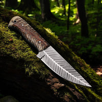 MAM Handmade stainless steel knife-9 inch with resin handle and leather sheath for hunting, camping, EDC and other outdoor adventures.
