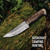MAM Handmade stainless steel knife-9 inch with resin handle and leather sheath for hunting, camping, EDC and other outdoor adventures.