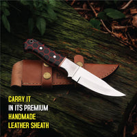 MAM Handcrafted, Durable stainless steel knife-9 inch with honeycomb style Resin handle and leather sheath for hunting, camping, EDC and other outdoor adventures.