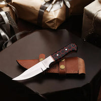 MAM Handcrafted, Durable stainless steel knife-9 inch with honeycomb style Resin handle and leather sheath for hunting, camping, EDC and other outdoor adventures.